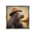 thumbnail image 1 of Stupell Industries Tropical Manatee at Sunset Animals & Insects Painting Gray Floater Framed Canvas Art Print Wall Art, 18 x 18, 1 of 10