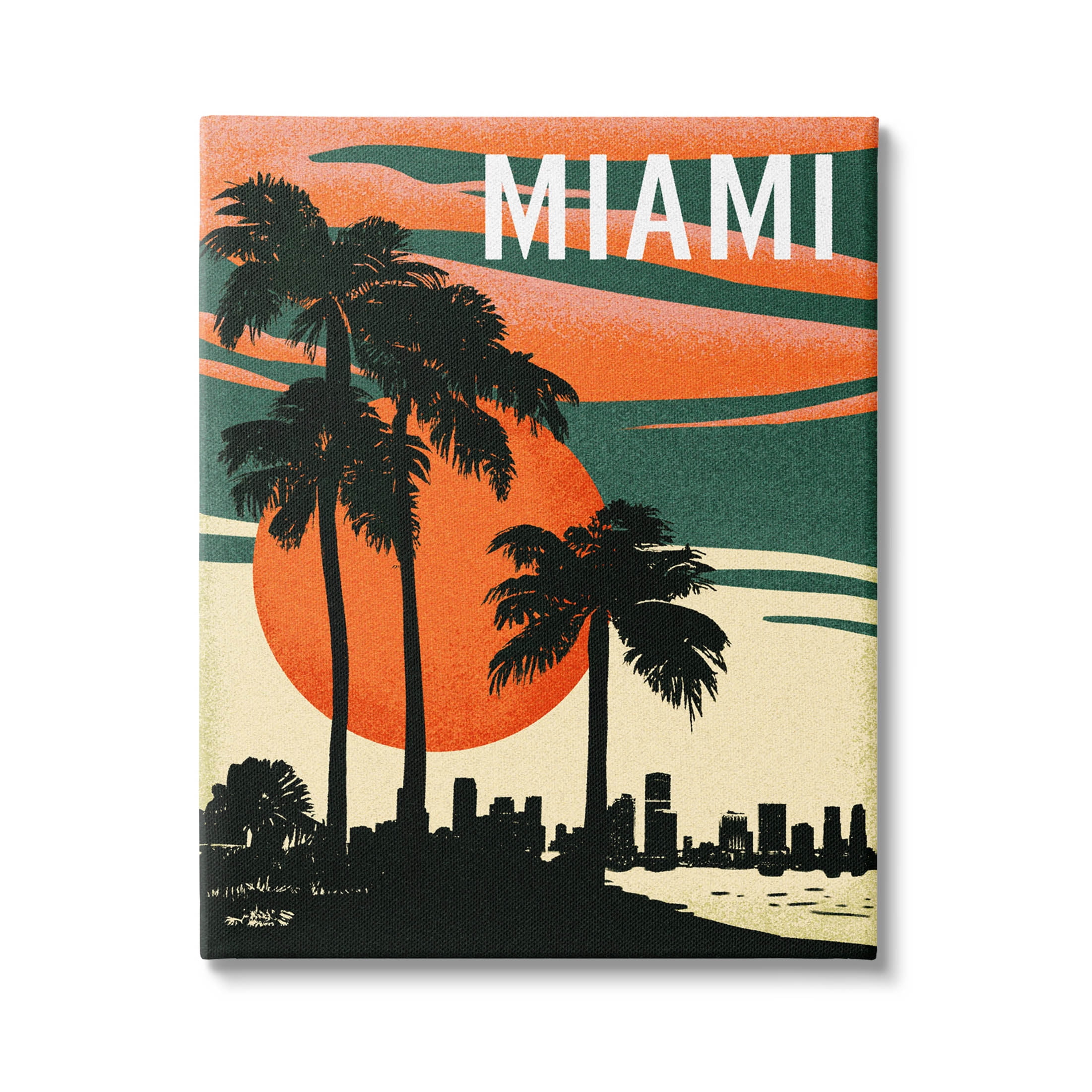 Stupell Industries Tropical Miami Palms Silhouette Graphic Art Gallery Wrapped Canvas Print Wall Art, Design by Ziwei Li