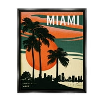 Stupell Industries Tropical Miami Palms Silhouette Graphic Art Jet Black Floating Framed Canvas Print Wall Art, Design by Ziwei Li