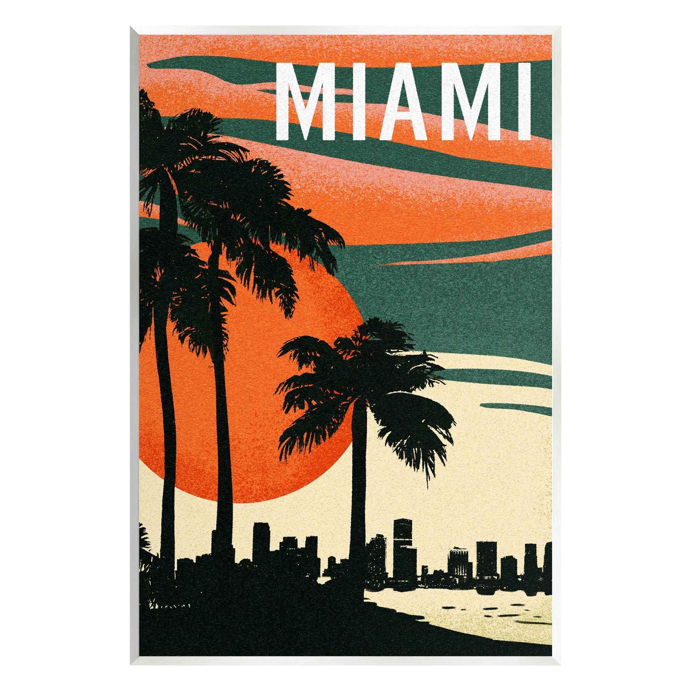 Stupell Industries Tropical Miami Palms Silhouette Graphic Art Unframed Art Print Wall Art, Design by Ziwei Li