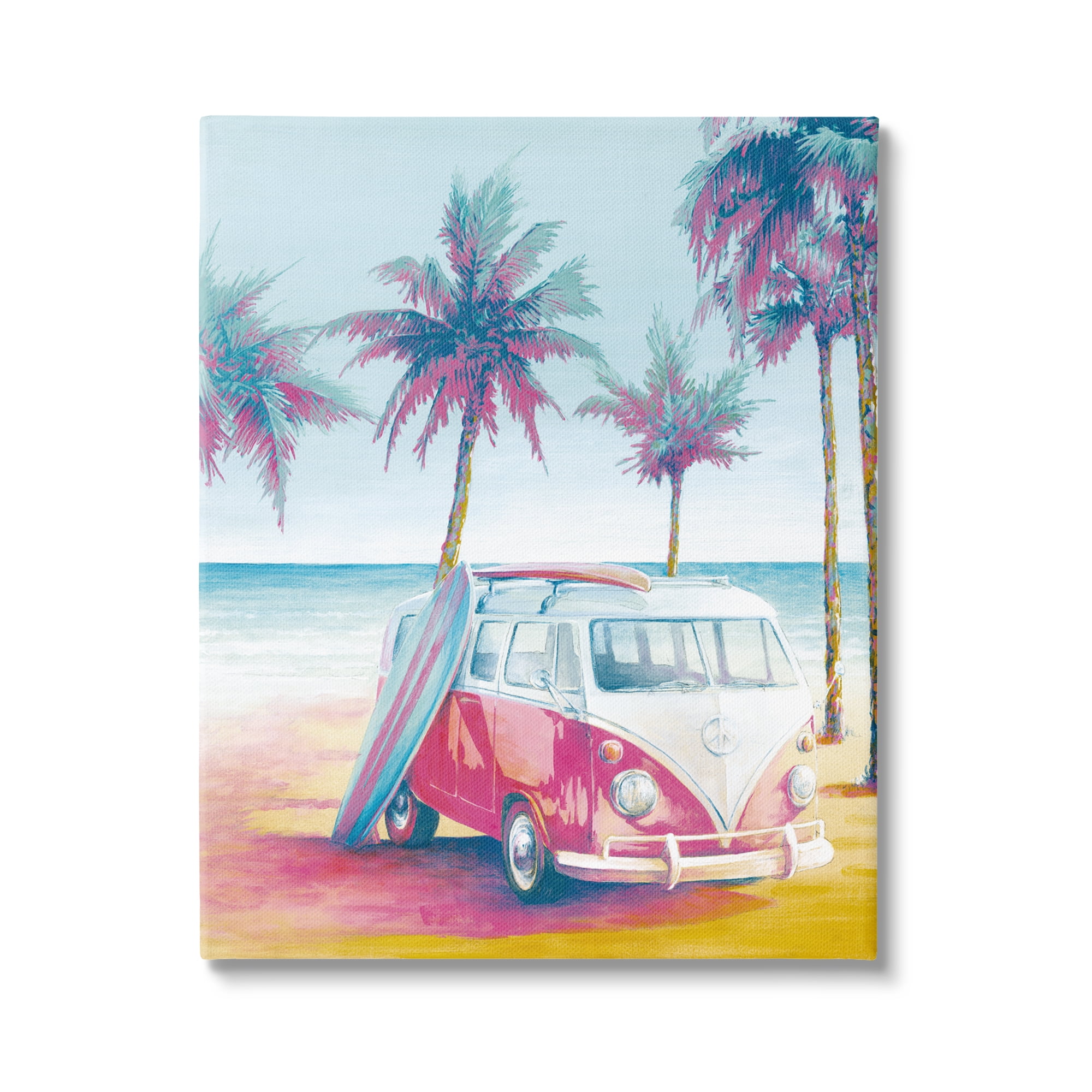 Stupell Industries Tropical Minibus on Beach Transportation Painting Gallery Wrapped Canvas Art Print Wall Art, 36 x 48
