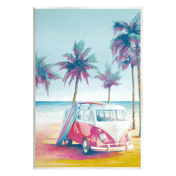 Stupell Industries Tropical Minibus on Beach Transportation Painting Unframed Art Print Wall Art, 13 x 19