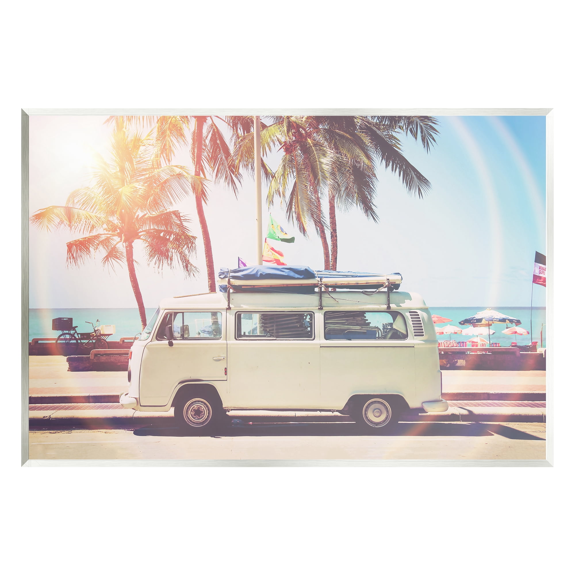 Stupell Industries Tropical Minibus on Beach Transportation Photography Unframed Art Print Wall Art, 19 x 13