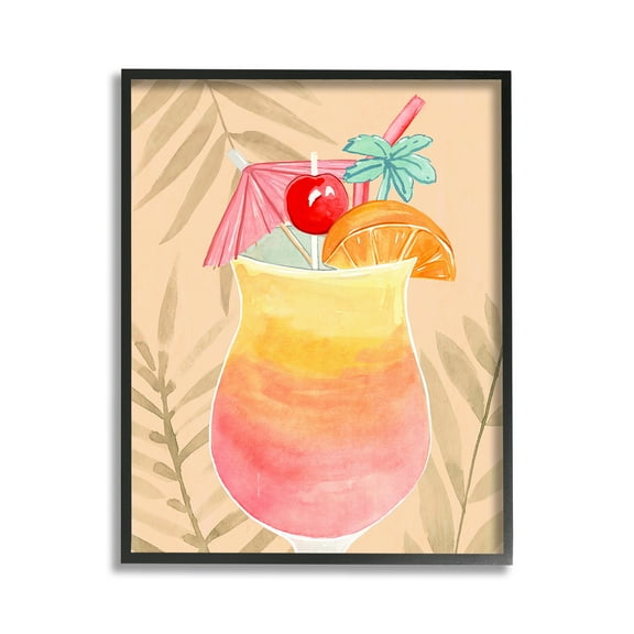 Stupell Industries Tropical Mixed Drink Food & Beverage Painting Black Framed Art Print Wall Art, 11 x 14