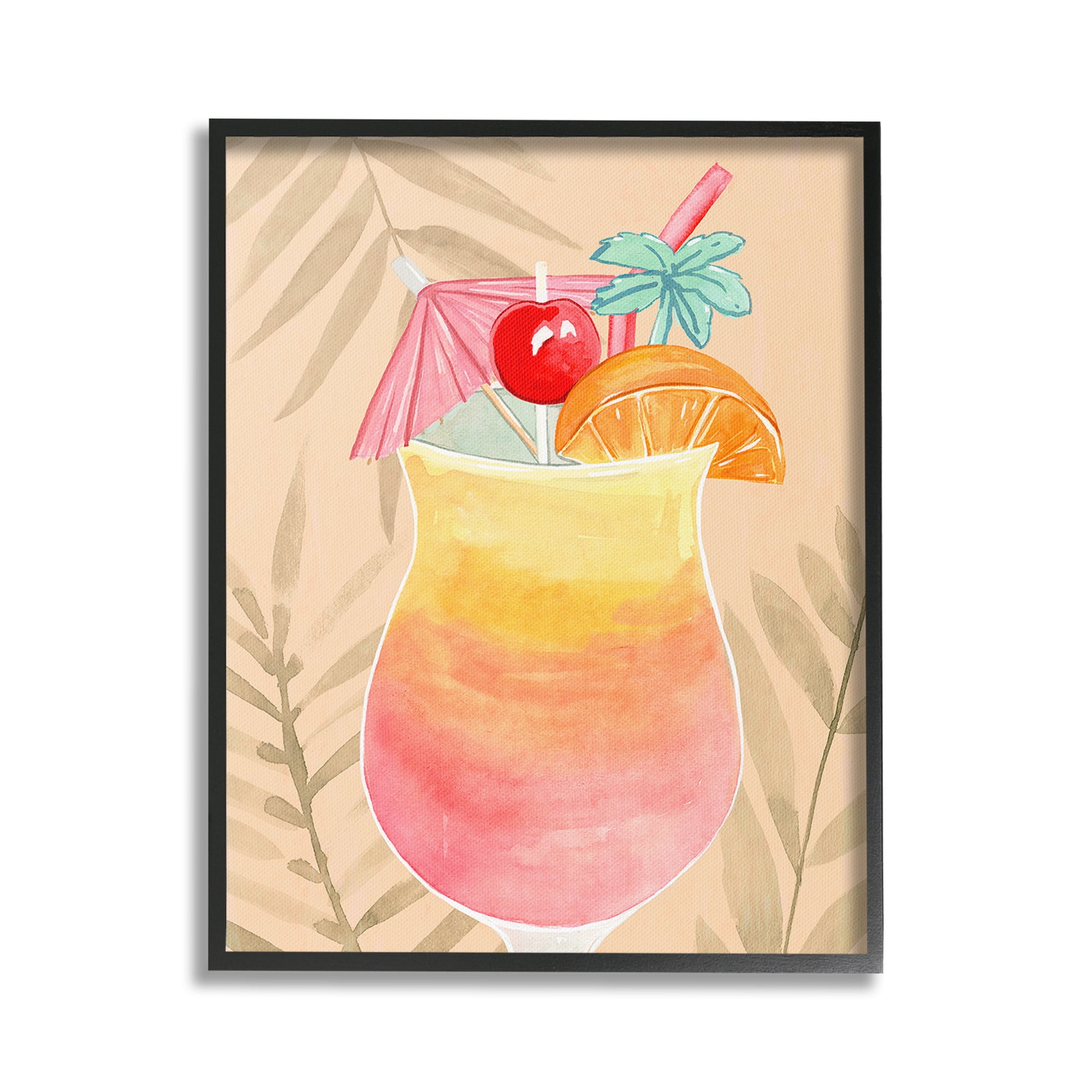 Stupell Industries Tropical Mixed Drink Food & Beverage Painting Black Framed Art Print Wall Art, 24 x 30