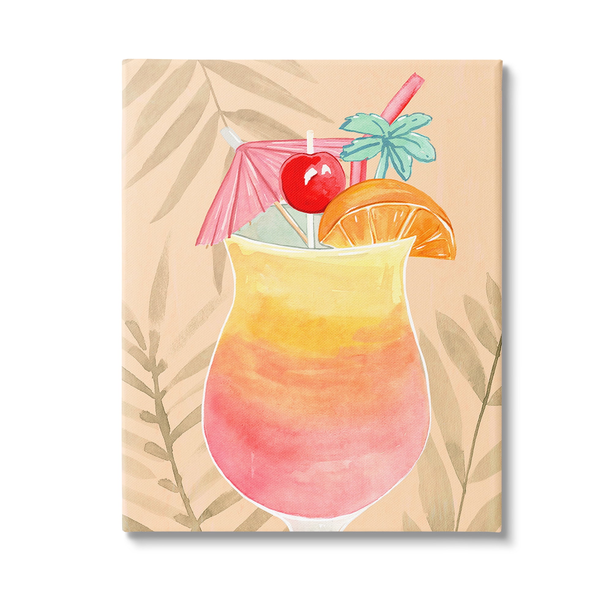 Stupell Industries Tropical Mixed Drink Food & Beverage Painting Gallery Wrapped Canvas Art Print Wall Art, 36 x 48