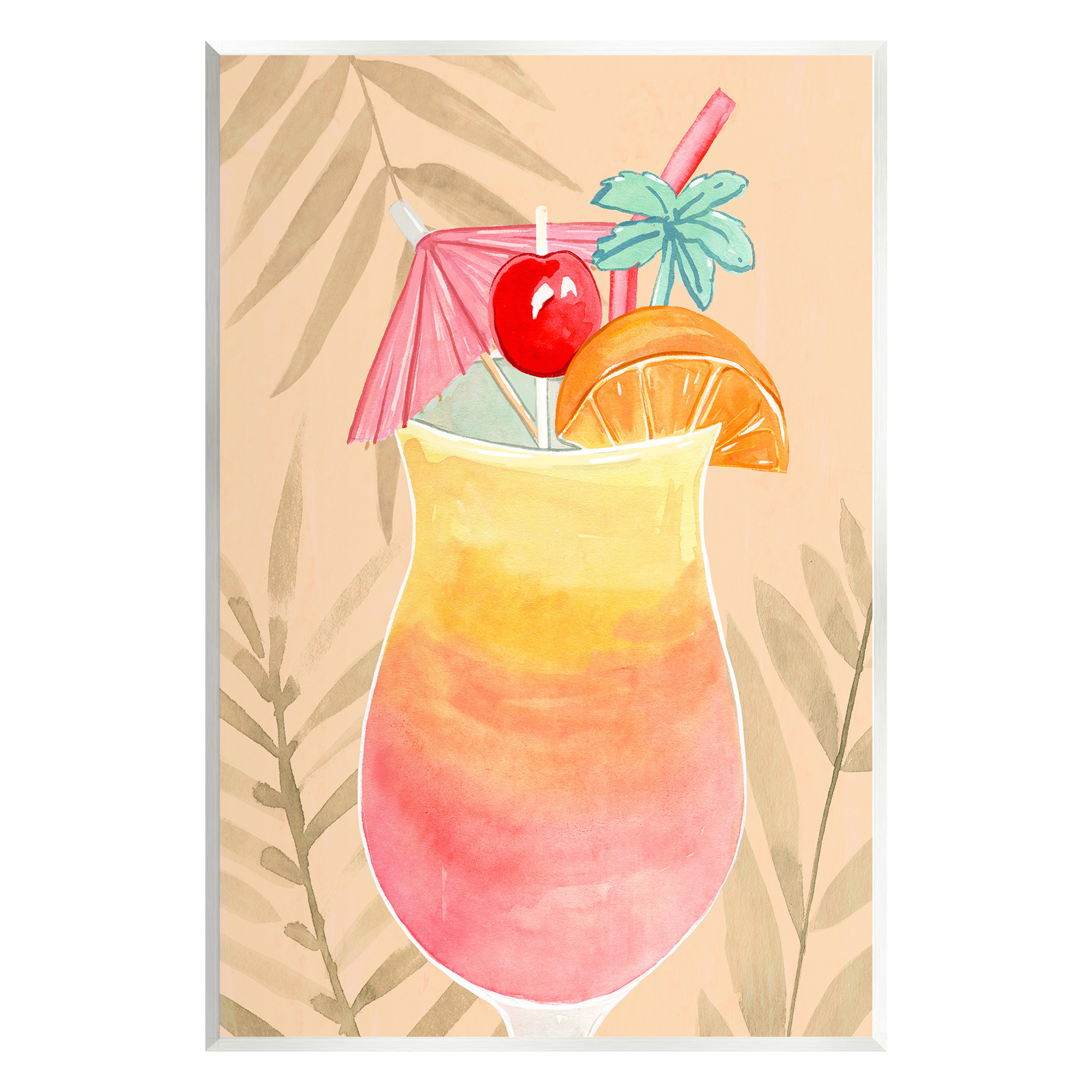 Stupell Industries Tropical Mixed Drink Food & Beverage Painting Unframed Art Print Wall Art, 13 x 19