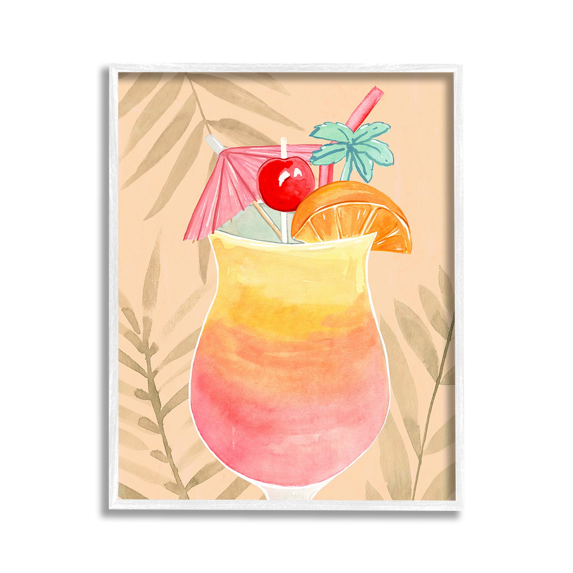 Stupell Industries Tropical Mixed Drink Food & Beverage Painting White Framed Art Print Wall Art, 11 x 14