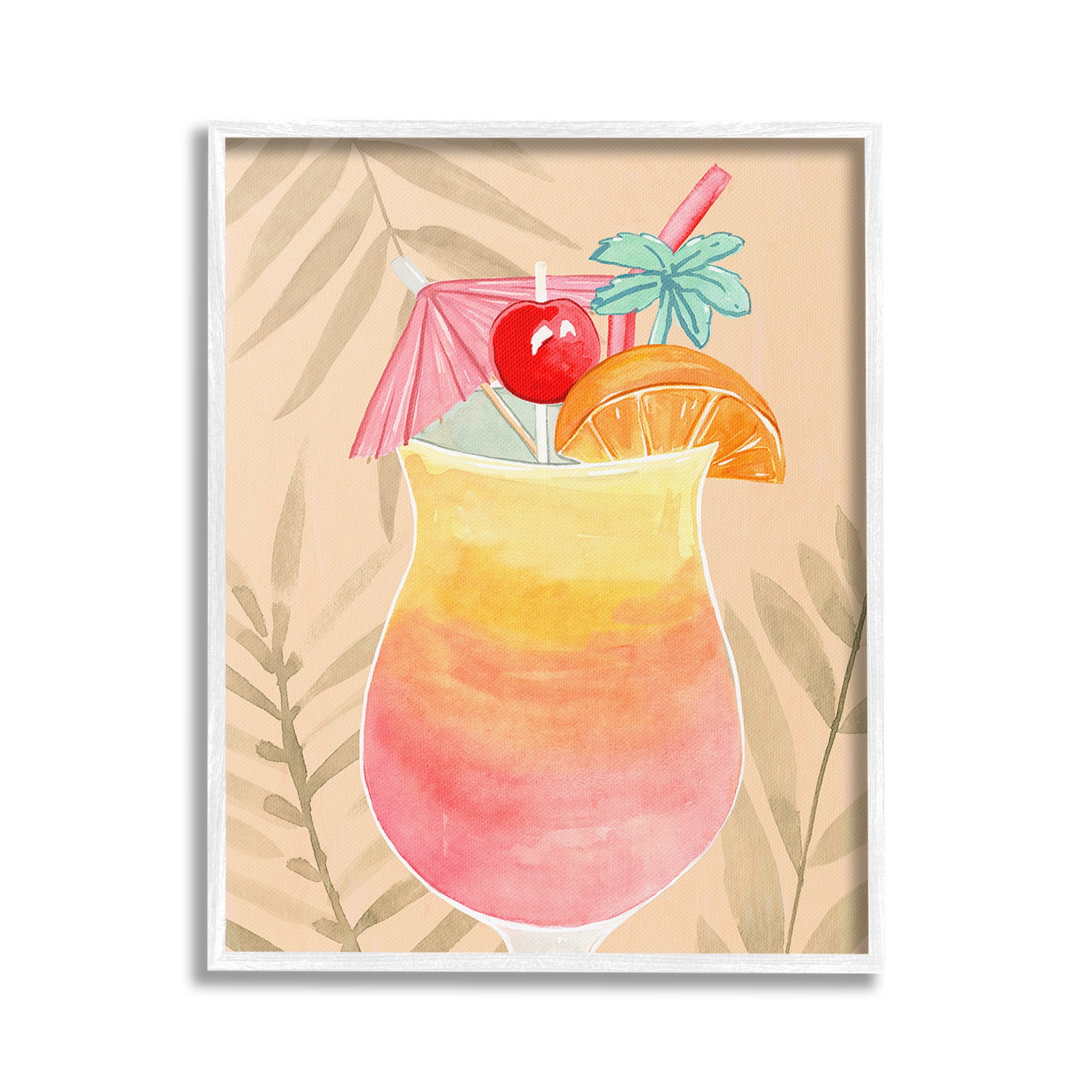 Stupell Industries Tropical Mixed Drink Food & Beverage Painting White Framed Art Print Wall Art, 24 x 30