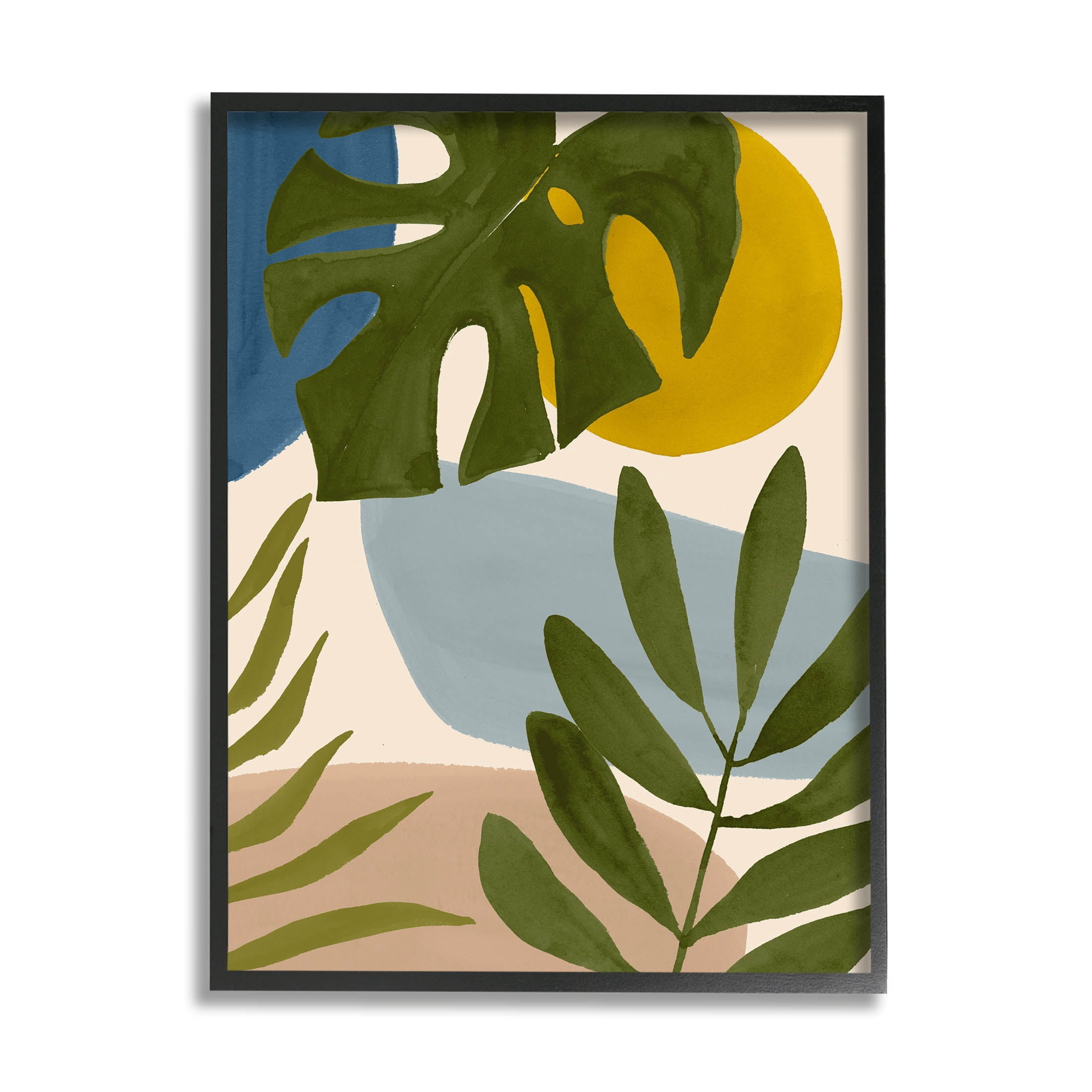 Stupell Industries Tropical Mixed Monstera Leaves Graphic Art Black Framed Art Print Wall Art, Design by Victoria Barnes