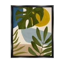 Stupell Industries Tropical Mixed Monstera Leaves Graphic Art Jet Black Floating Framed Canvas Print Wall Art, Design by Victoria Barnes