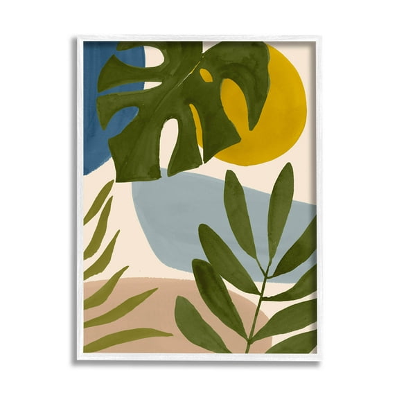Stupell Industries Tropical Mixed Monstera Leaves Graphic Art White Framed Art Print Wall Art, Design by Victoria Barnes