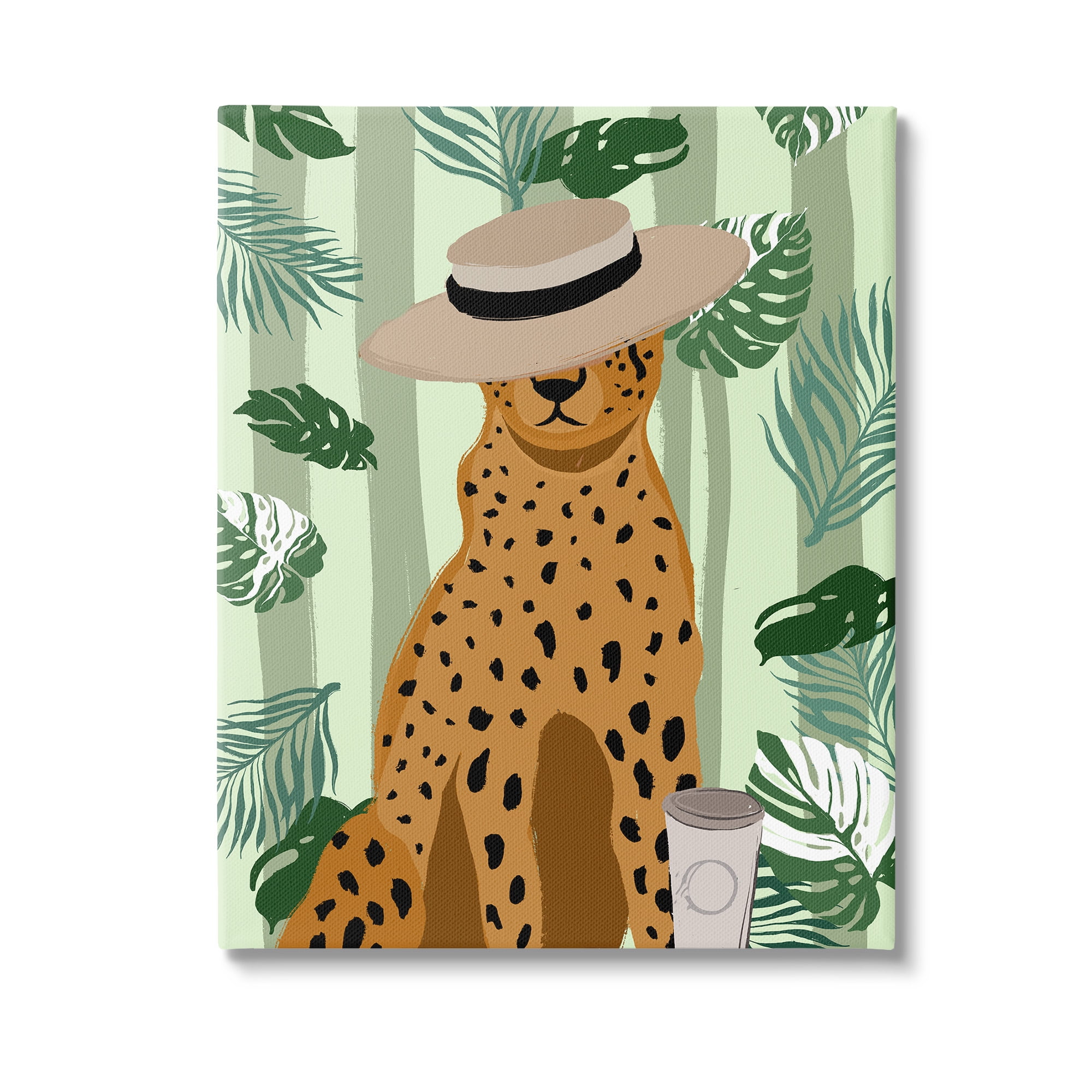 Stupell Industries Tropical Modern Leopard Animals & Insects Painting Gallery Wrapped Canvas Art Print Wall Art, 16 x 20