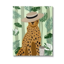 Stupell Industries Tropical Modern Leopard Animals & Insects Painting Gallery Wrapped Canvas Art Print Wall Art, 16 x 20