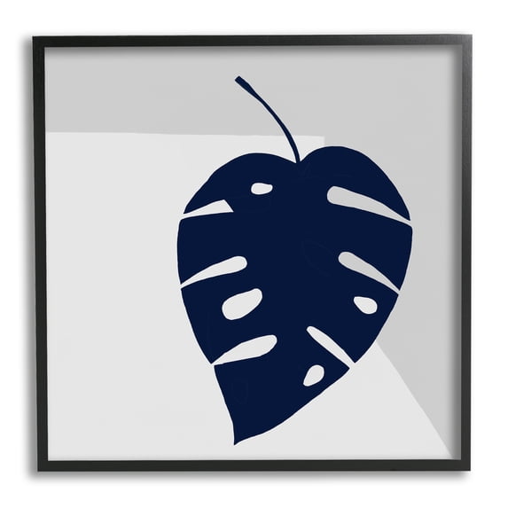 Stupell Industries Tropical Monstera Blue Silhouette Sharp Grey Angles, 12 x 12, Designed by Ruth Fromstein