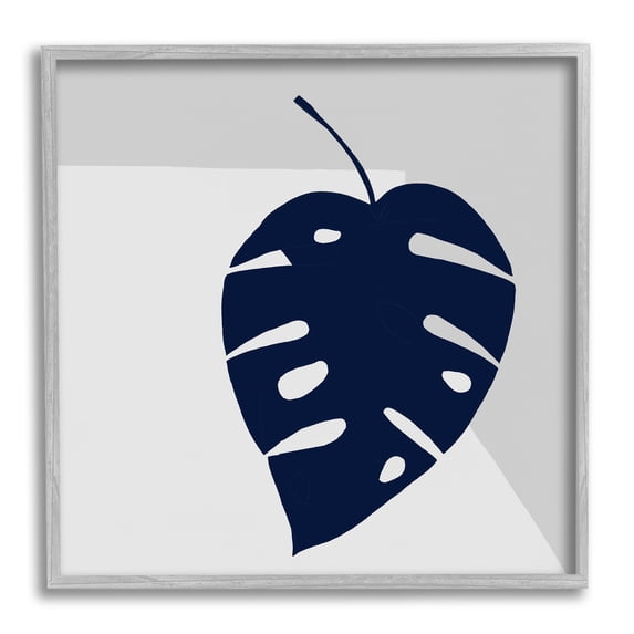 Stupell Industries Tropical Monstera Blue Silhouette Sharp Grey Angles, 24 x 24, Designed by Ruth Fromstein