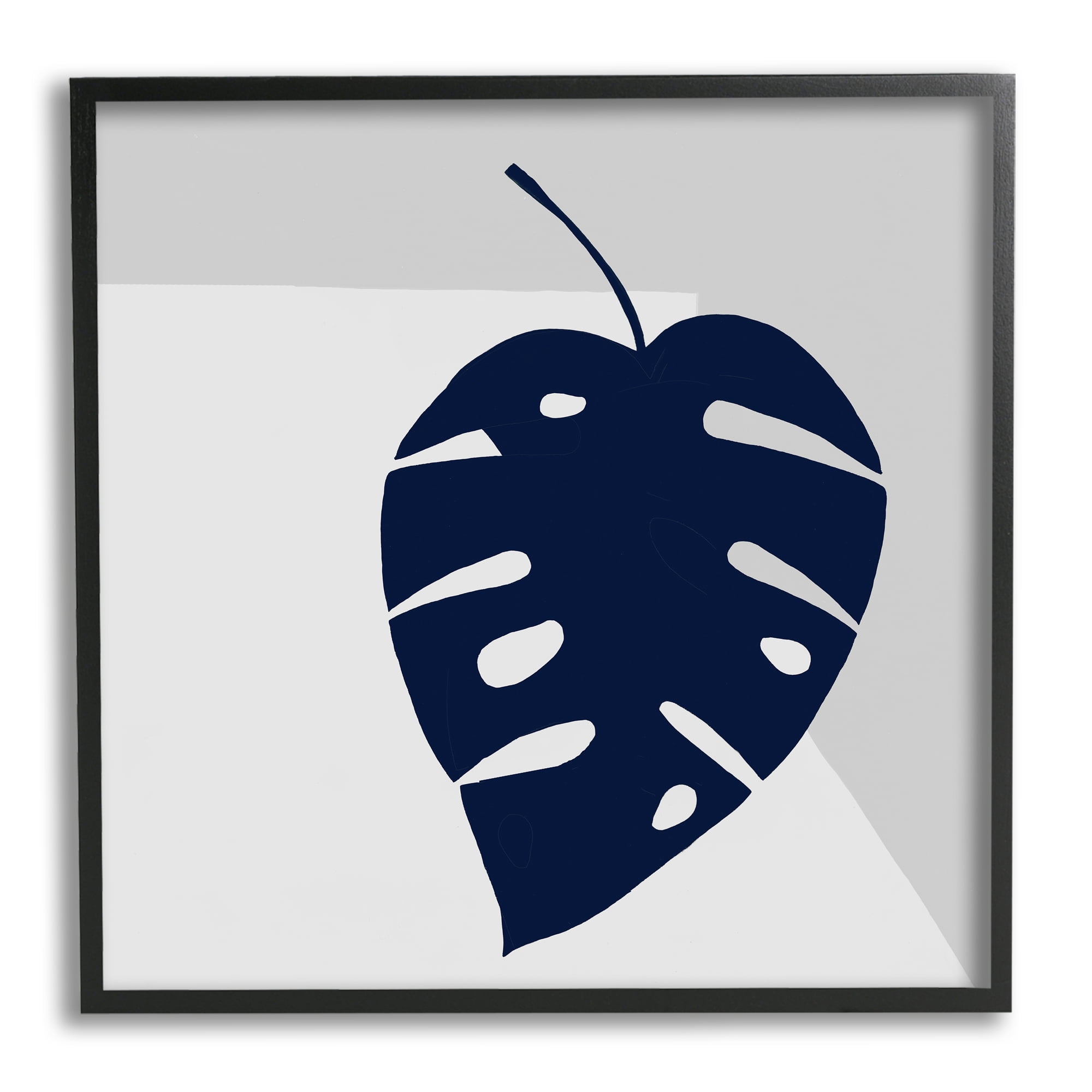 Stupell Industries Tropical Monstera Blue Silhouette Sharp Grey Angles, 24 x 24, Designed by Ruth Fromstein