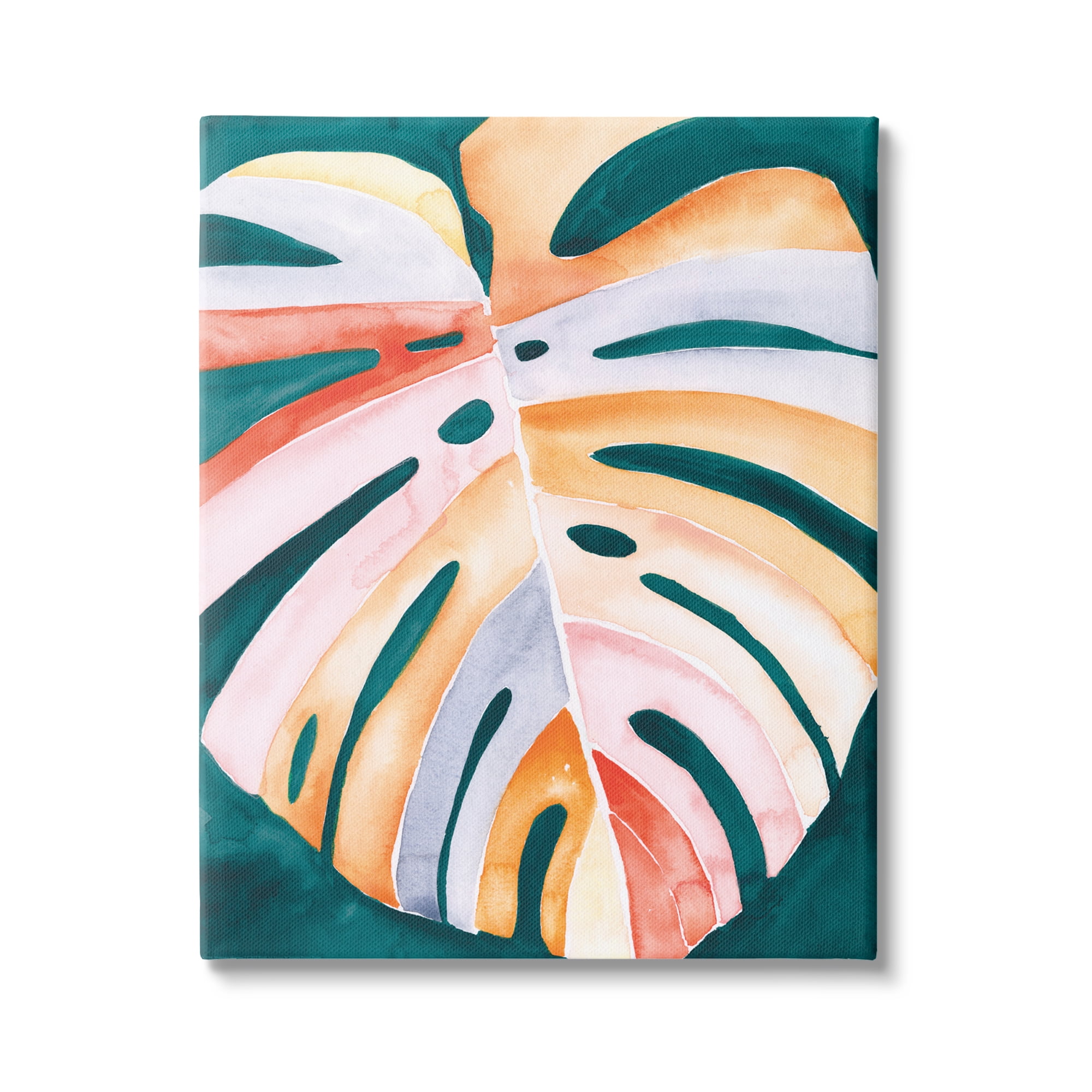 Stupell Industries Tropical Monstera Leaf Botanical & Floral Painting Gallery Wrapped Canvas Print Wall Art, 24 x 30