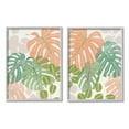 thumbnail image 1 of Stupell Industries Tropical Monstera Palm Leaves Green Orange Grey Framed, 16 x 20, Design by June Erica Vess, 1 of 5