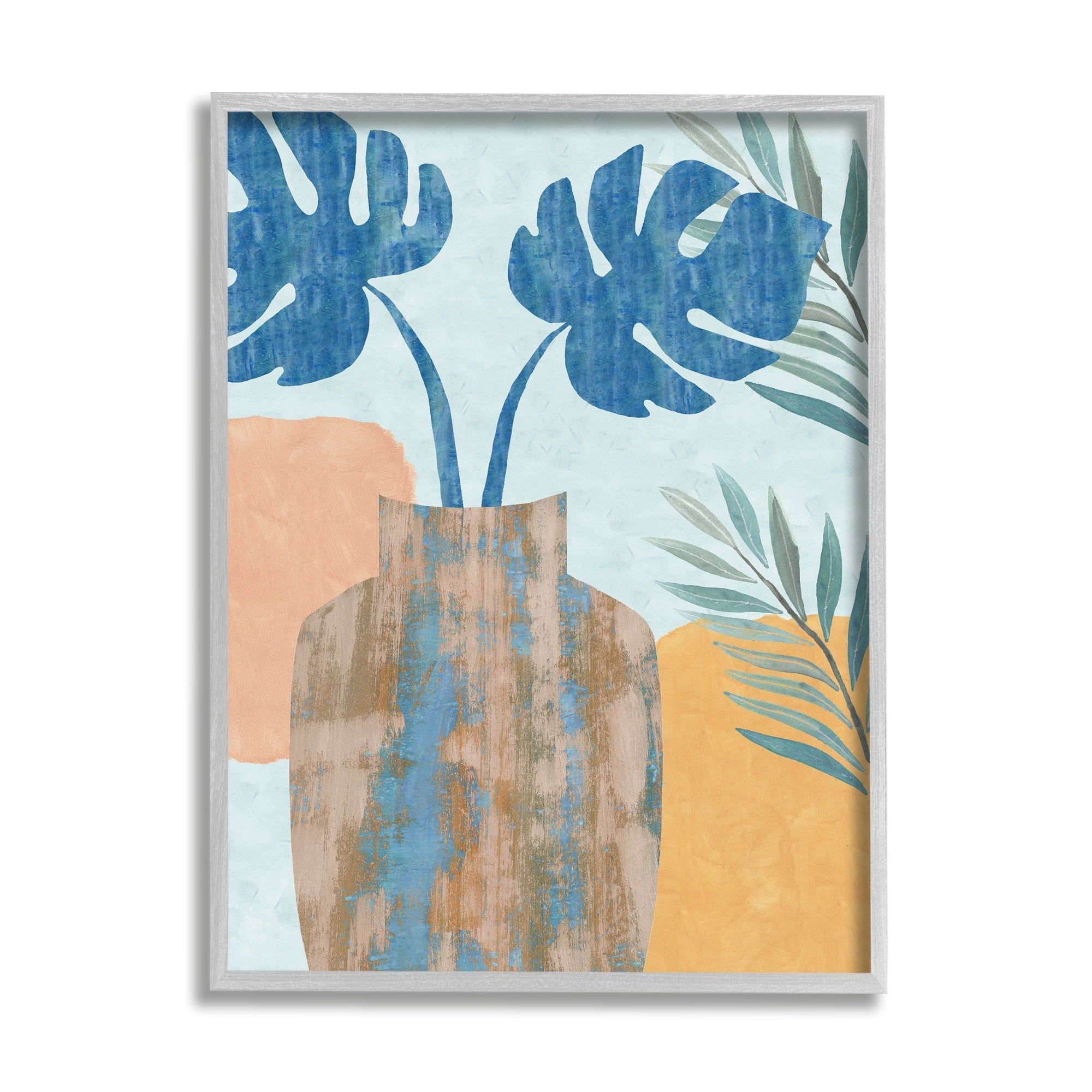 Stupell Industries Tropical Monstera Western Abstract Orange Blue,16 x 20,Designed by Flora Kouta