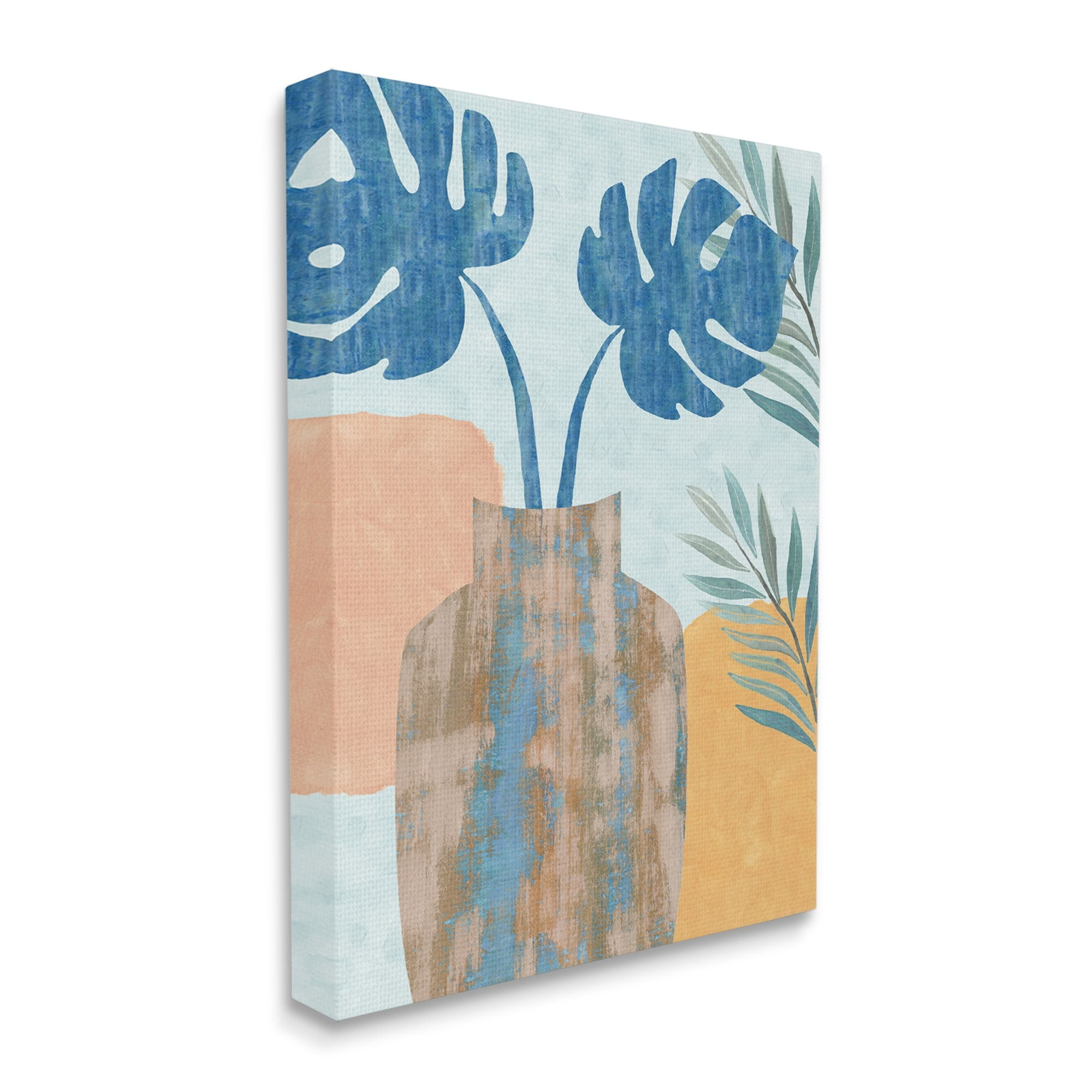 Stupell Industries Tropical Monstera Western Abstract Orange Blue,30 x 40,Designed by Flora Kouta