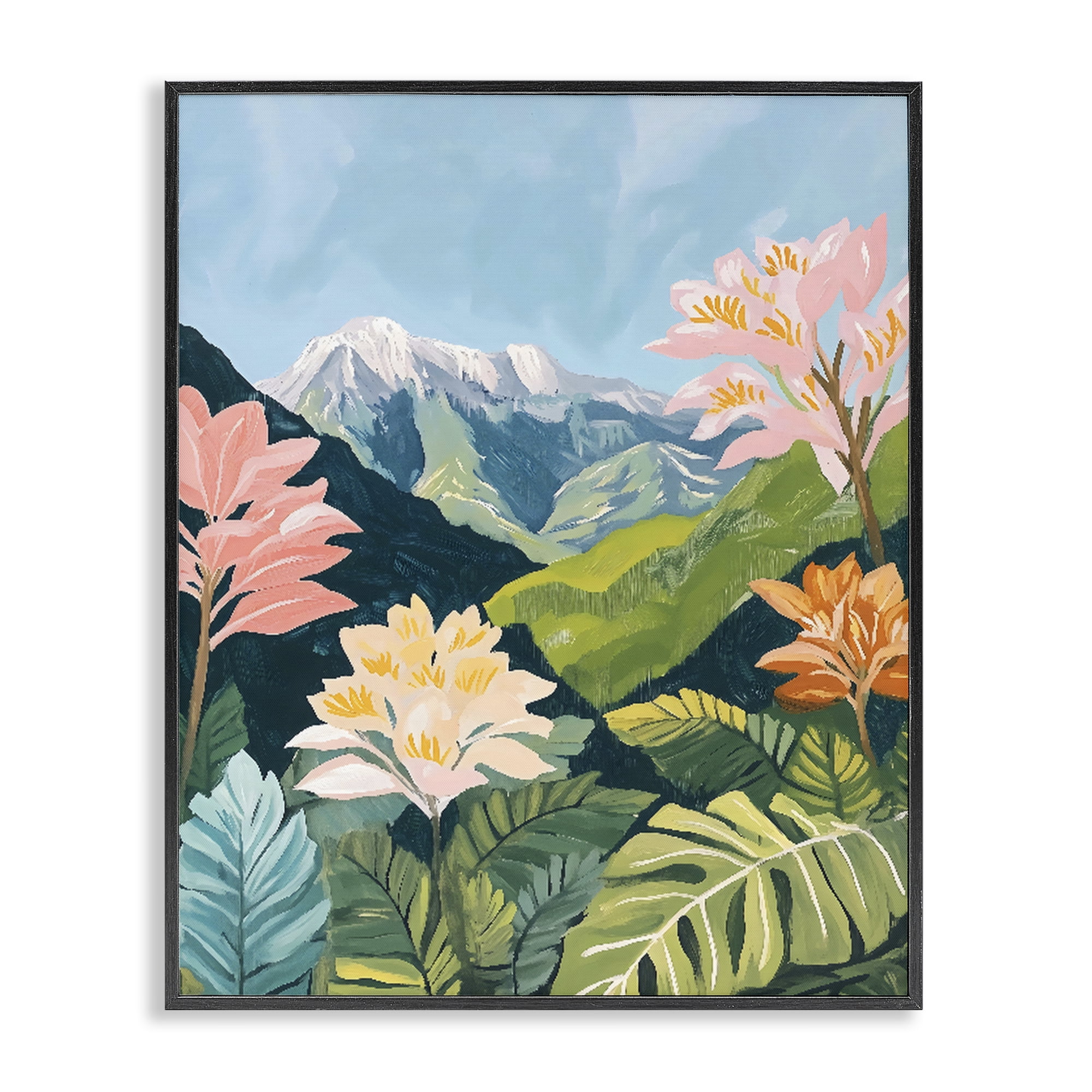 Stupell Industries Tropical Mountain Landscape Black Framed Giclee Art, design by The Prints Vibe