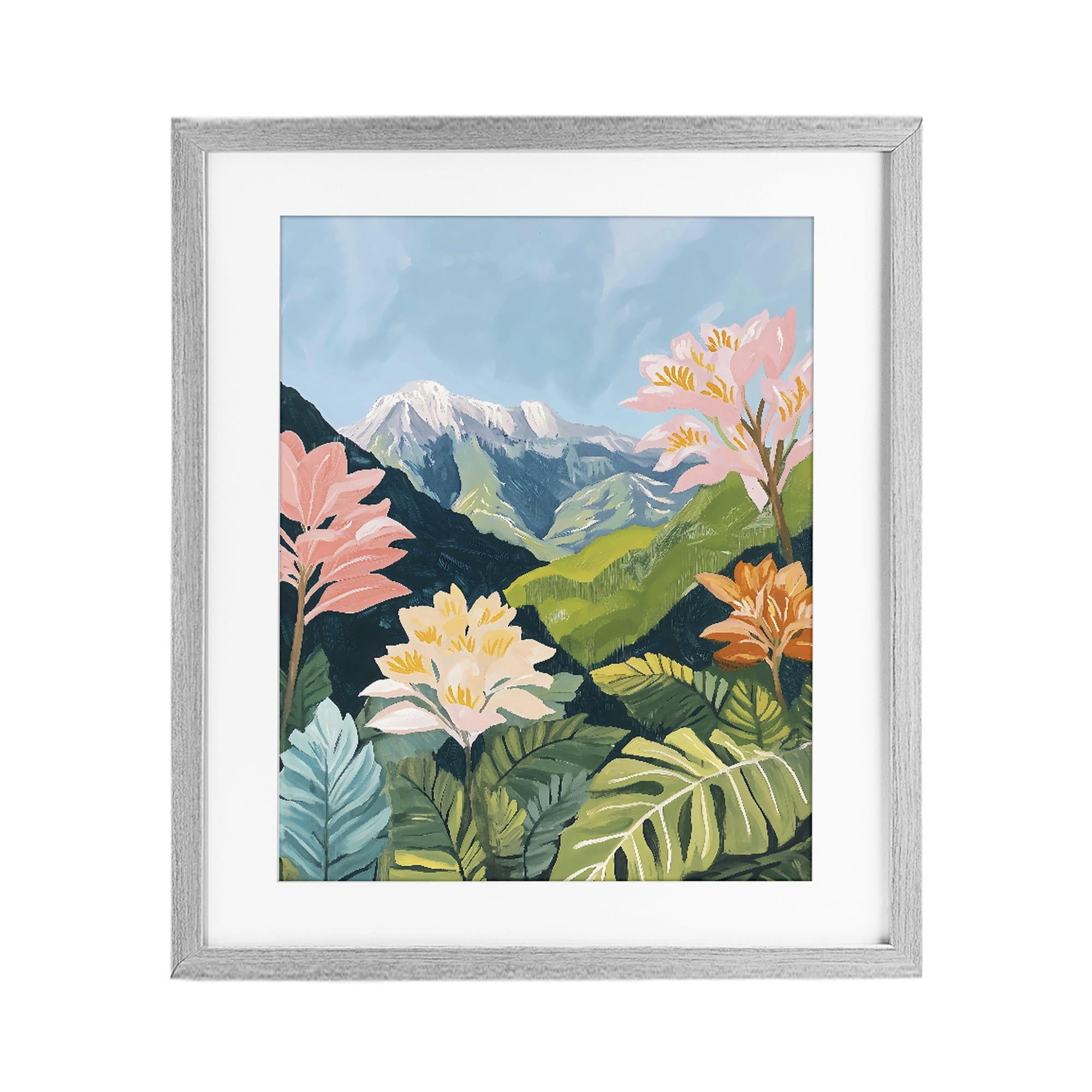 Stupell Industries Tropical Mountain Landscape Gray Framed Print Under Glass, design by The Prints Vibe