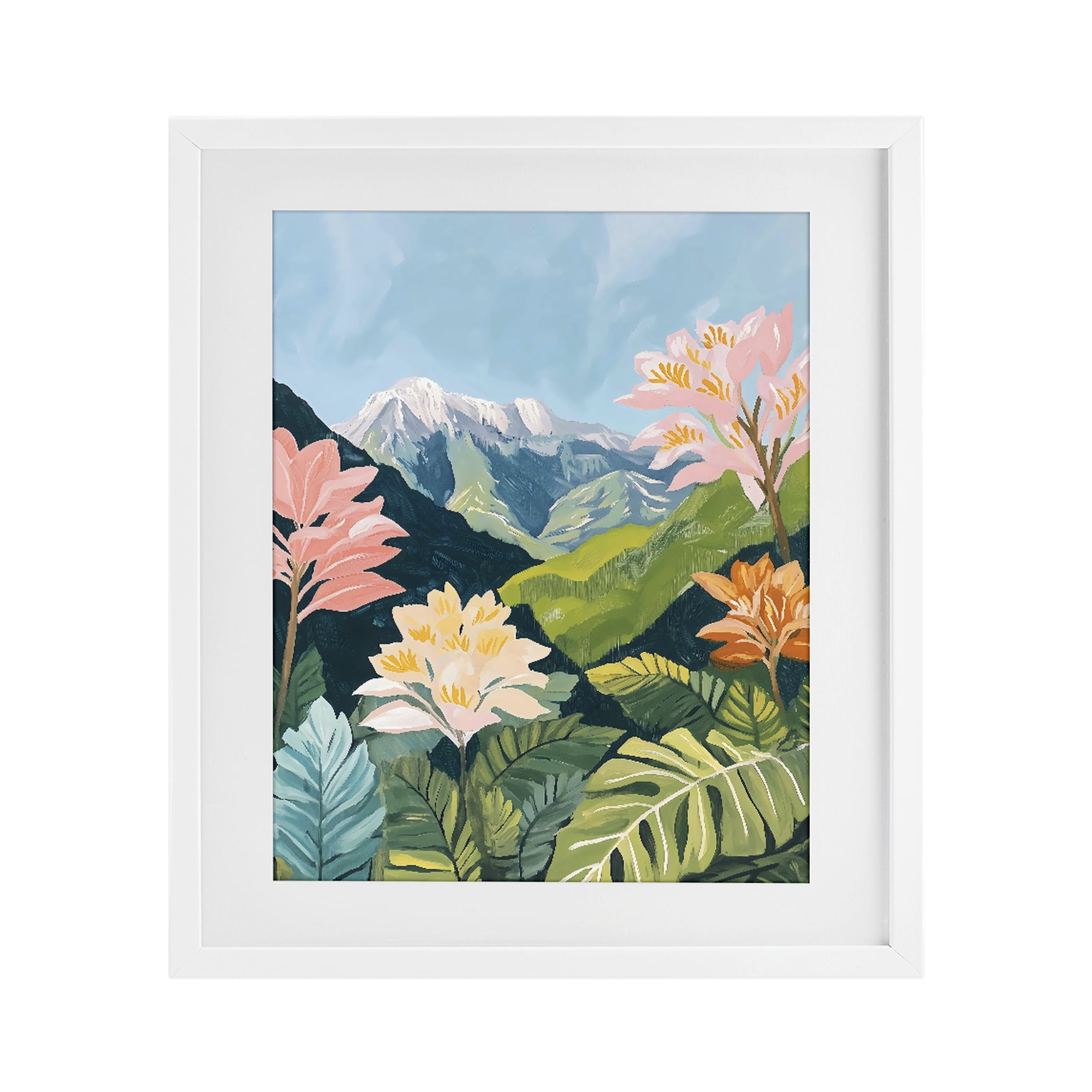 Stupell Industries Tropical Mountain Landscape White Framed Print Under Glass, design by The Prints Vibe