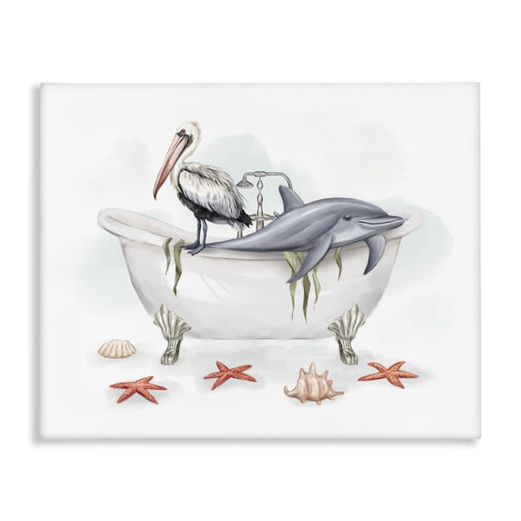 Stupell Industries Tropical Nautical Bathtub Animals Canvas Art, 20 x 16, by Ziwei Li