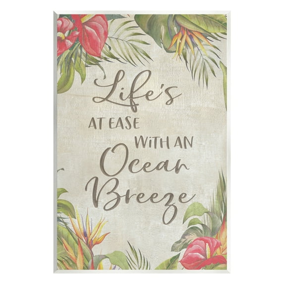 Stupell Industries Tropical Ocean Breeze Floral Border Summer Phrase Graphic Art Unframed Art Print Wall Art, Design by CAD Designs