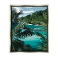 thumbnail image 1 of Stupell Industries Tropical Ocean Inlet Lush Palm Tree Hills Graphic Art Luster Gray Floating Framed Canvas Print Wall Art, Design by Amelia Noyes, 1 of 5