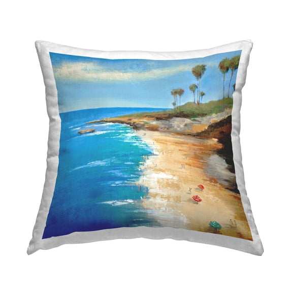 Stupell Industries Tropical Ocean View Landscape Square Decorative Printed Throw Pillow, 18 x 18