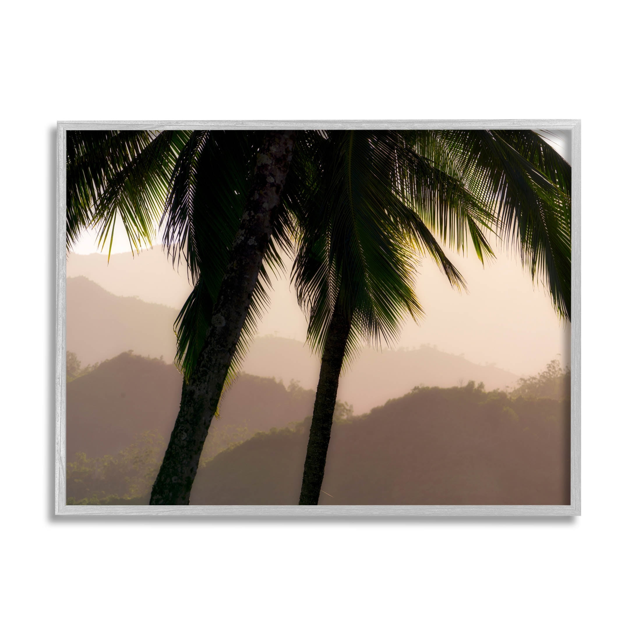 Stupell Industries Tropical Overhanging Palms Distant Land Photograph Gray Framed Art Print Wall Art, Design by Dennis Frates