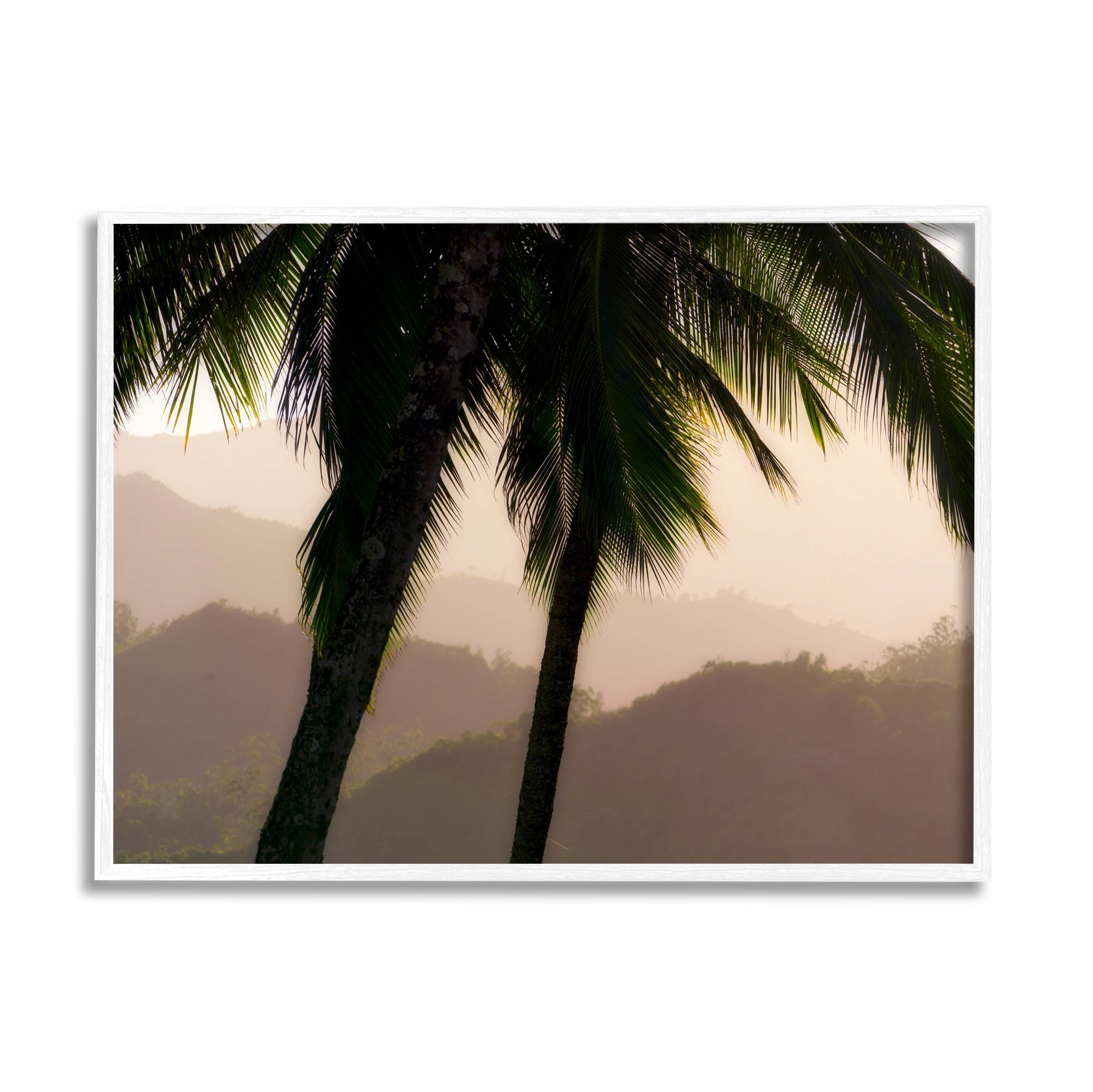 Stupell Industries Tropical Overhanging Palms Distant Land Photograph White Framed Art Print Wall Art, Design by Dennis Frates
