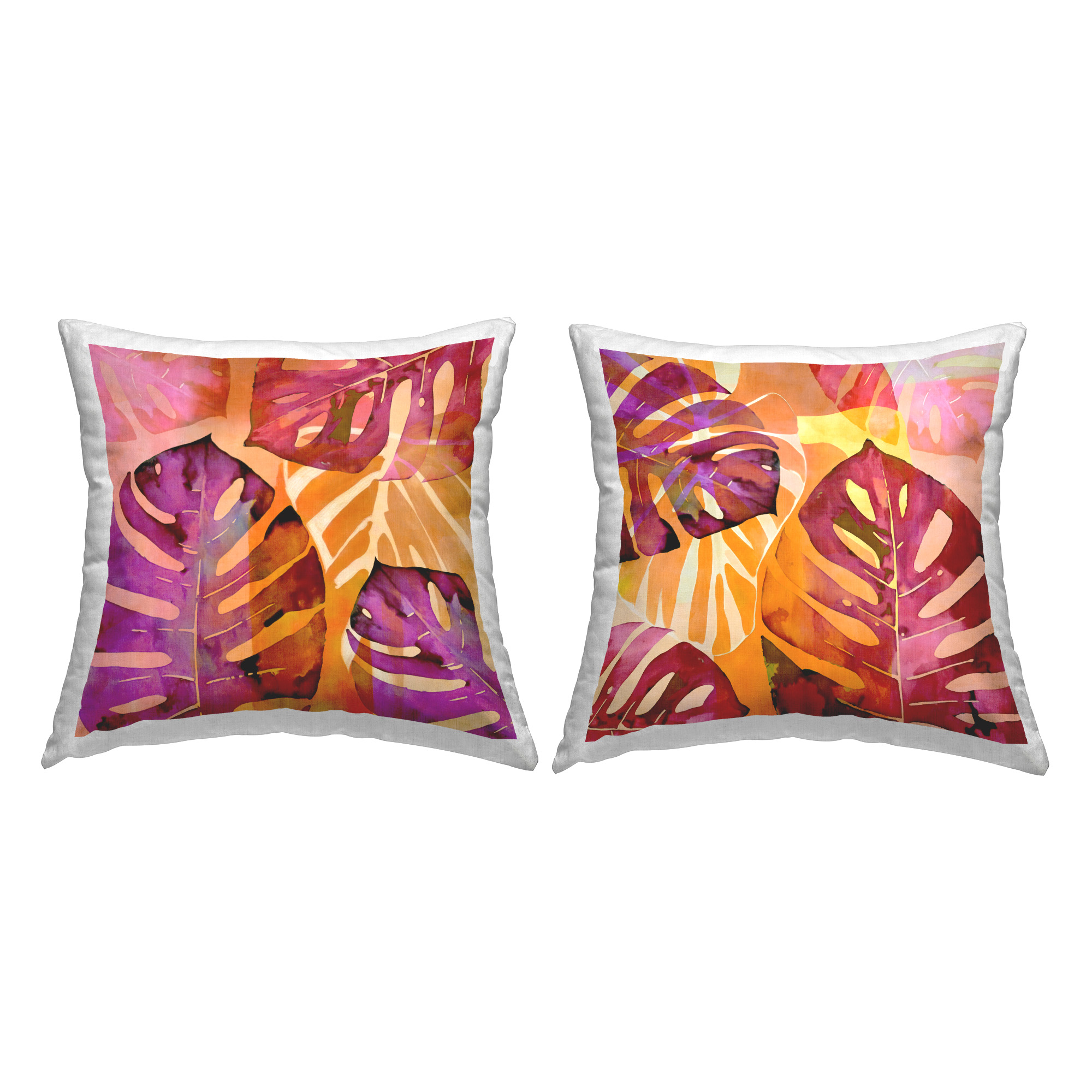 Stupell Industries Tropical Overlapping Leaves Decorative Printed Throw Pillow Design by Andrea Haase (Set of 2)