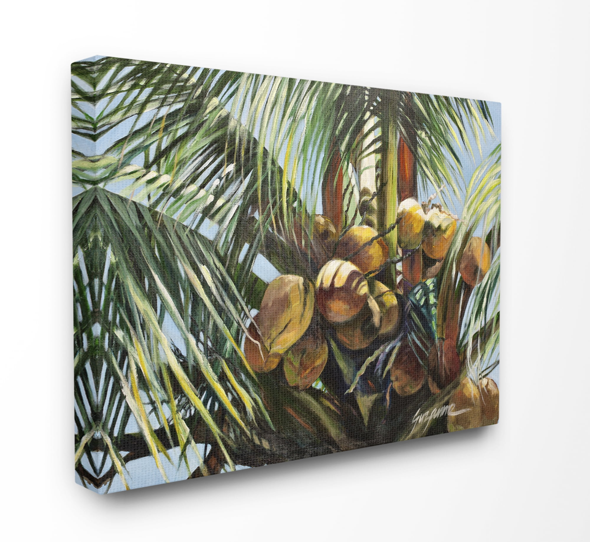 Stupell Industries Tropical Palm Coconuts Green Yellow Painting Canvas Wall Art by Suzanne Wilkins