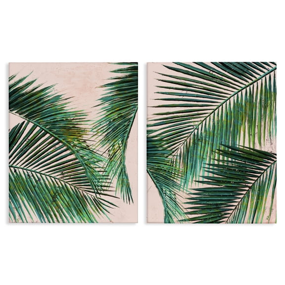 Stupell Industries Tropical Palm Fronds Plants & Flowers Painting Wrapped Canvas Art Print Wall Art, 24 x 30, Set of 2