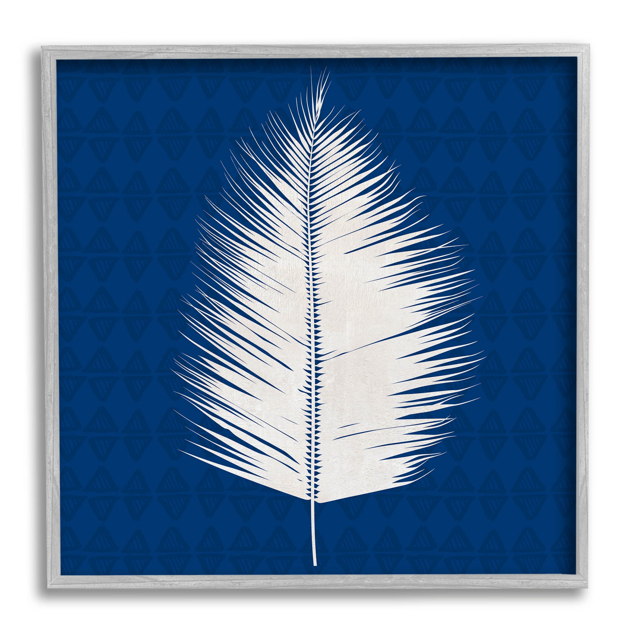 Stupell Industries Tropical Palm Leaf Silhouette Graphic Art Gray Framed Art Print Wall Art, Design by Susan Jill