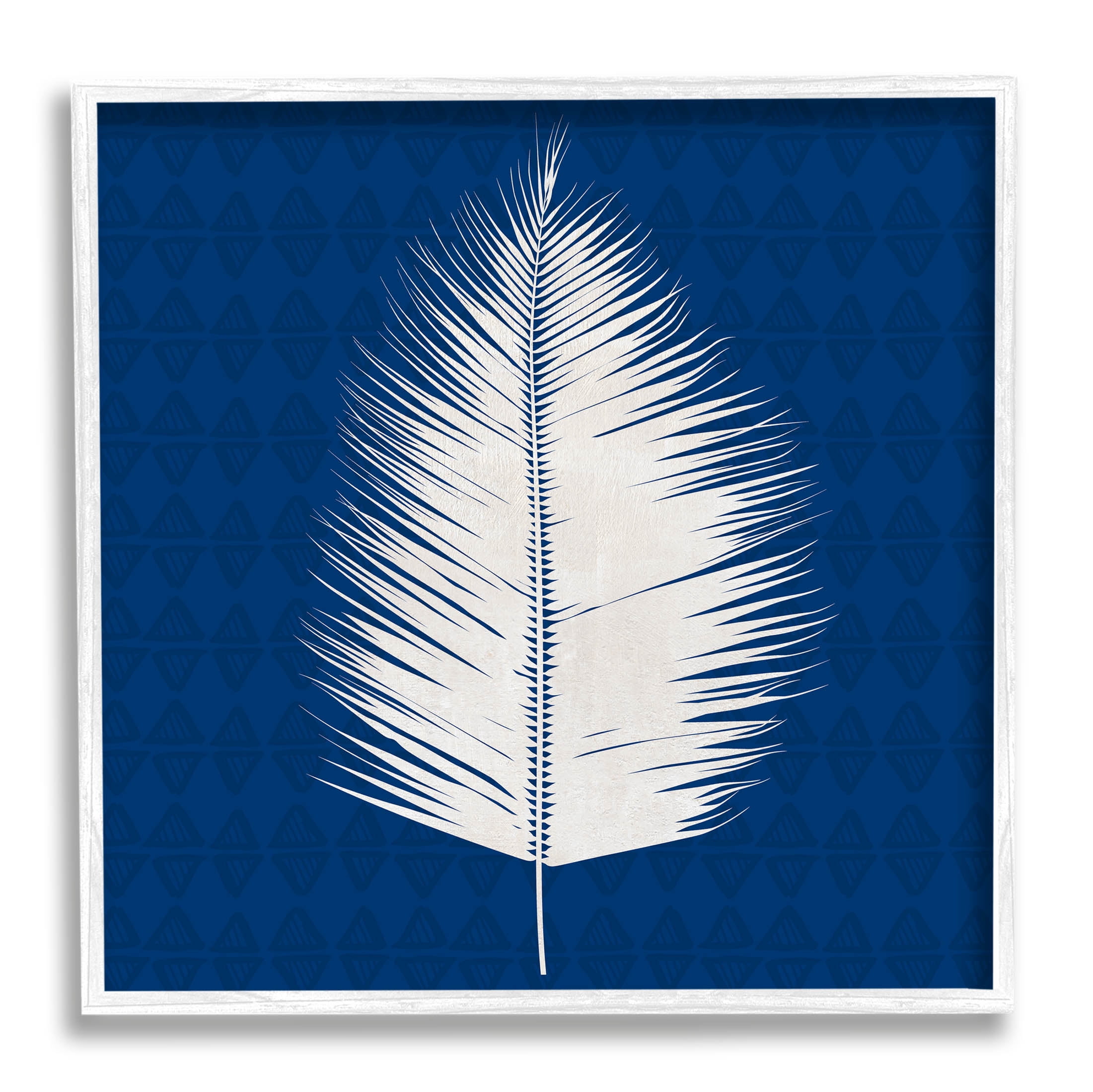 Stupell Industries Tropical Palm Leaf Silhouette Graphic Art White Framed Art Print Wall Art, Design by Susan Jill