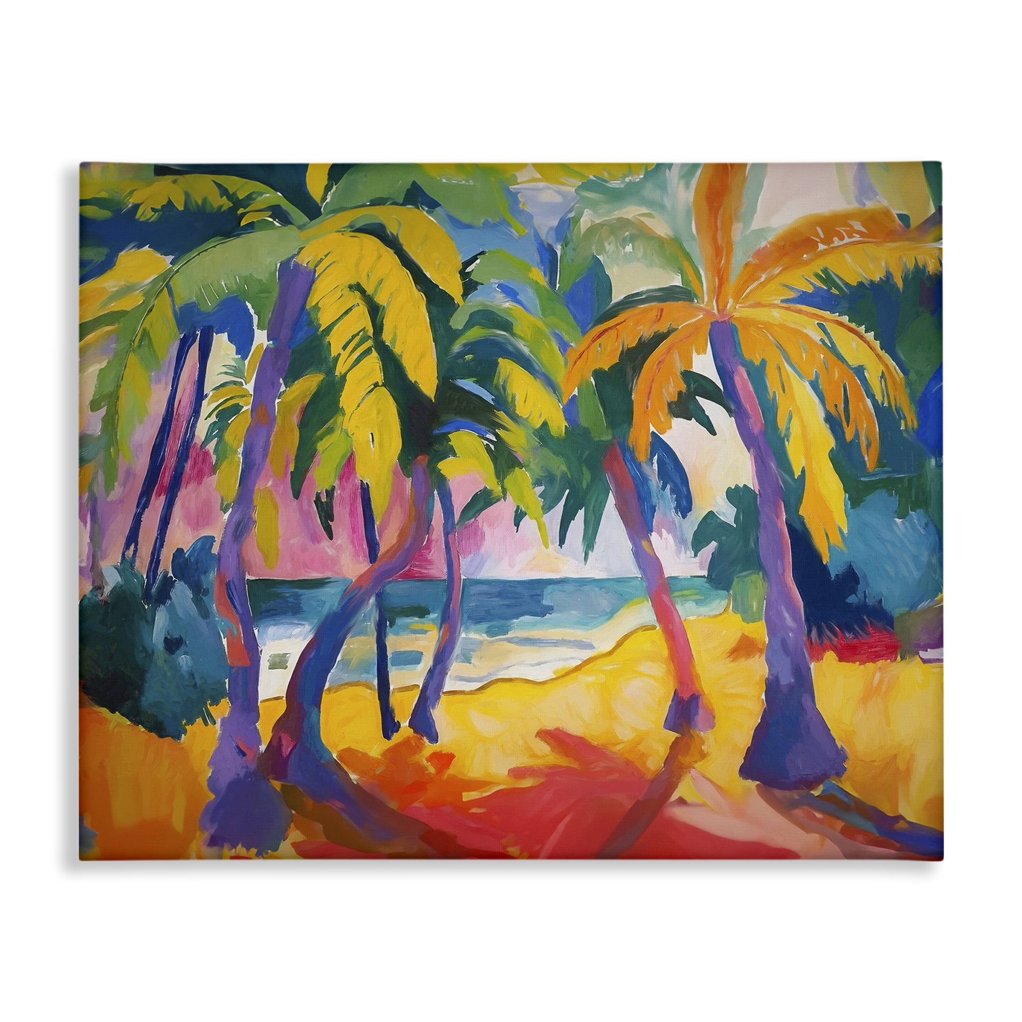Large Vibrant Tropical Palm Abstract Canvas Wall Art