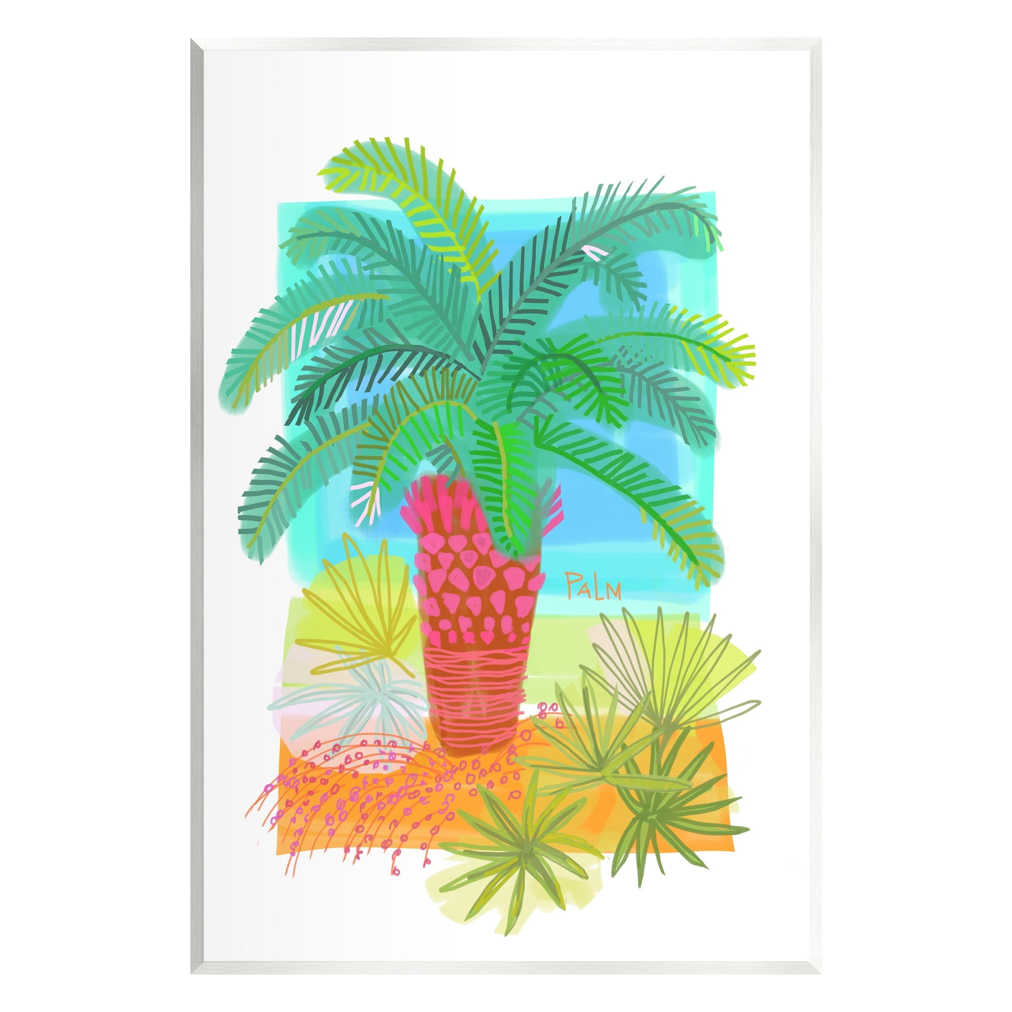 Tropical Palm Plant Leaves Whimsical Summer Botanicals Wall Art