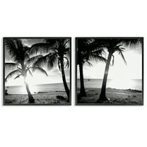 Stupell Industries Tropical Palm Sunset Landscape & Nature Photography Black Framed Art Print Wall Art, 12 x 12, Set of 2