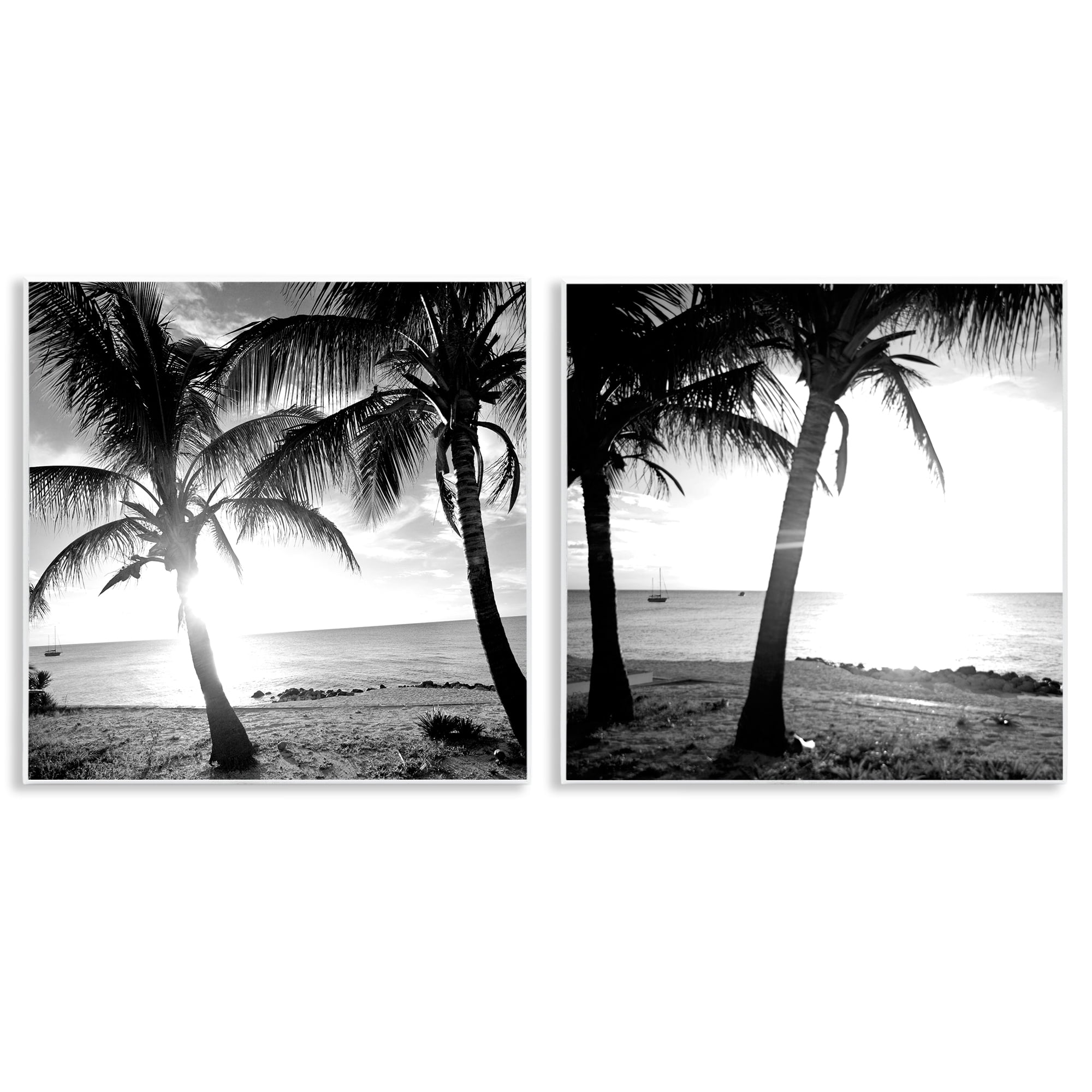 Stupell Industries Tropical Palm Sunset Landscape & Nature Photography Unframed Art Print Wall Art, 12 x 12, Set of 2