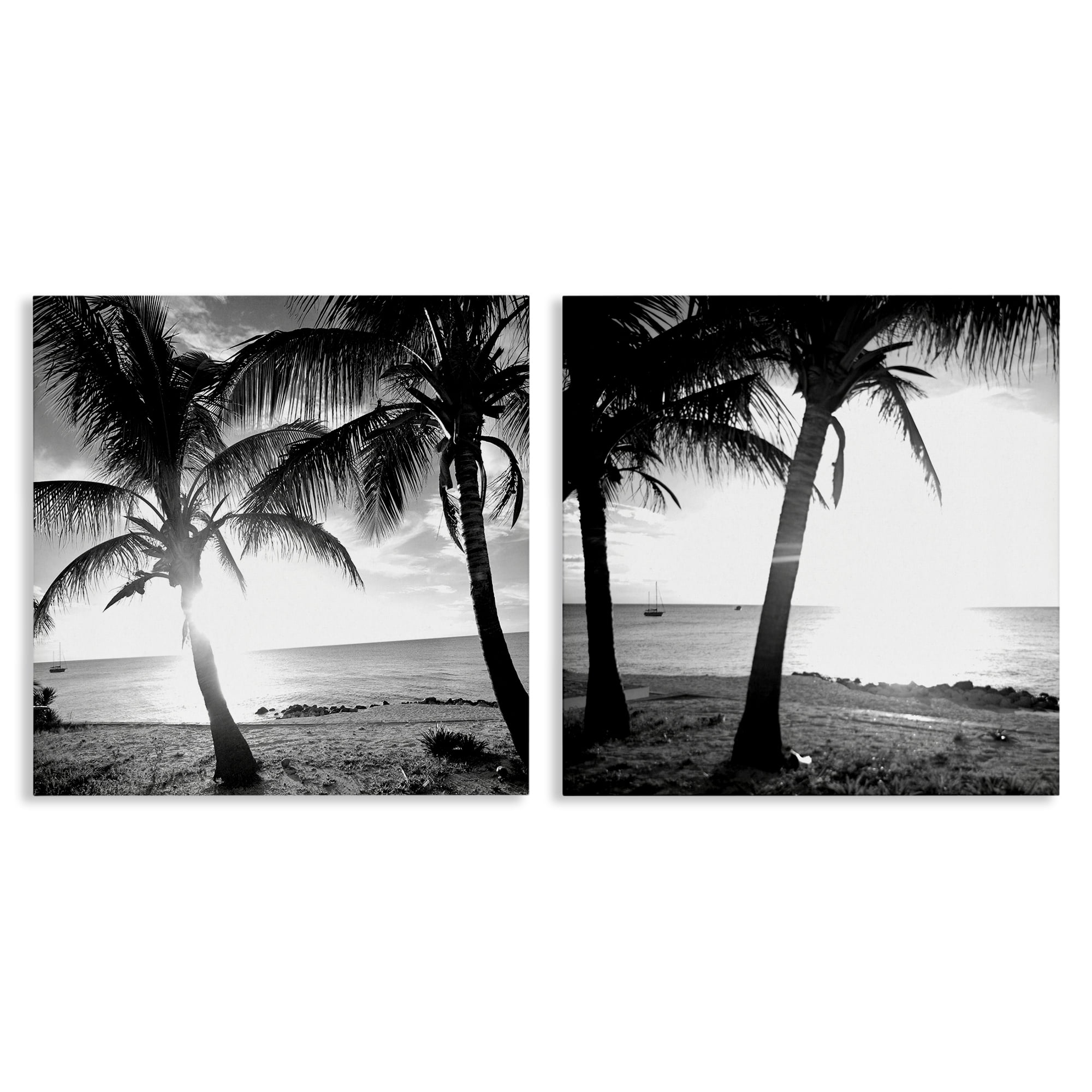 Stupell Industries Tropical Palm Sunset Landscape & Nature Photography Wrapped Canvas Art Print Wall Art, 24 x 24, Set of 2