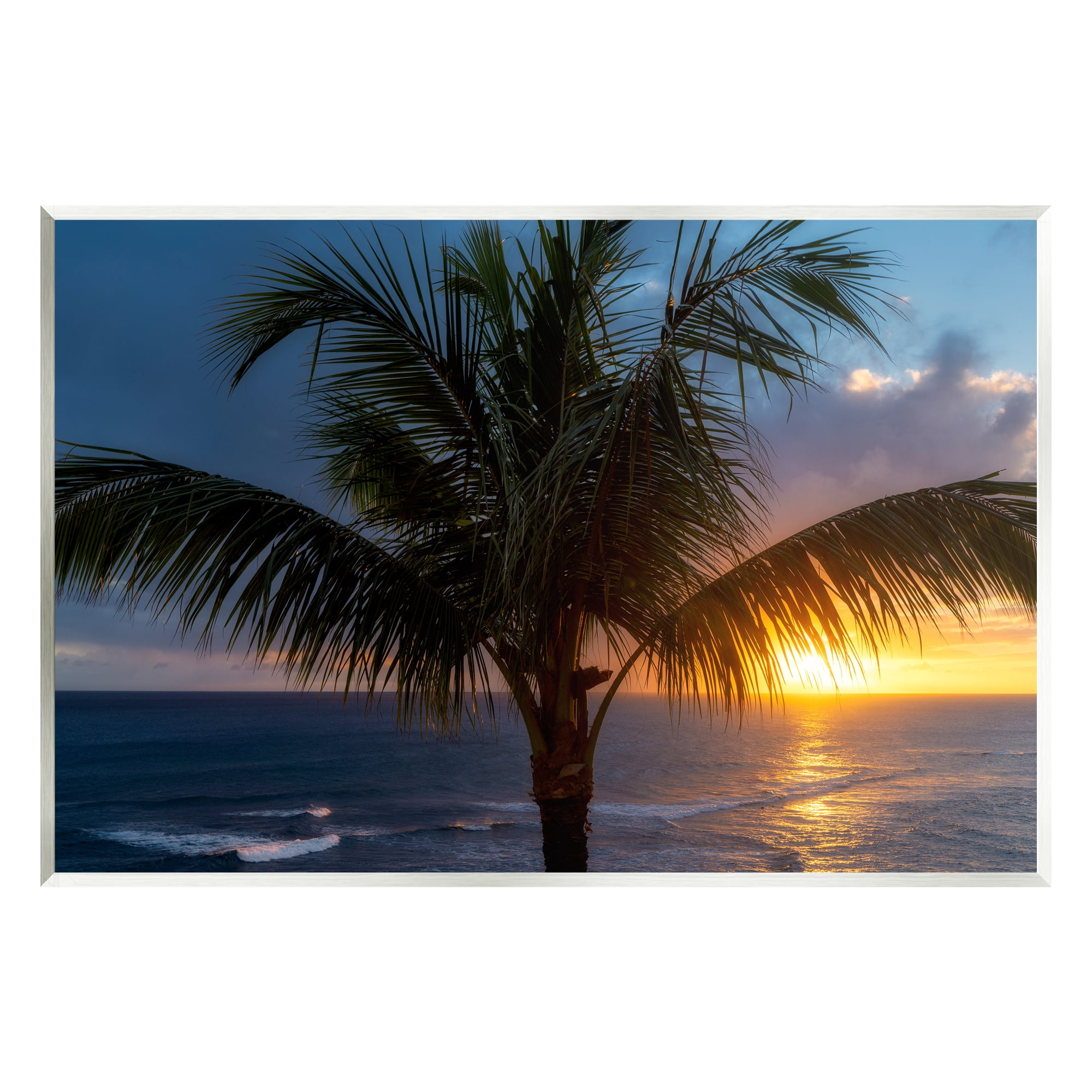 Stupell Industries Tropical Palm Sunset Nature Photography Unframed Art Print Wall Art, 19 x 13