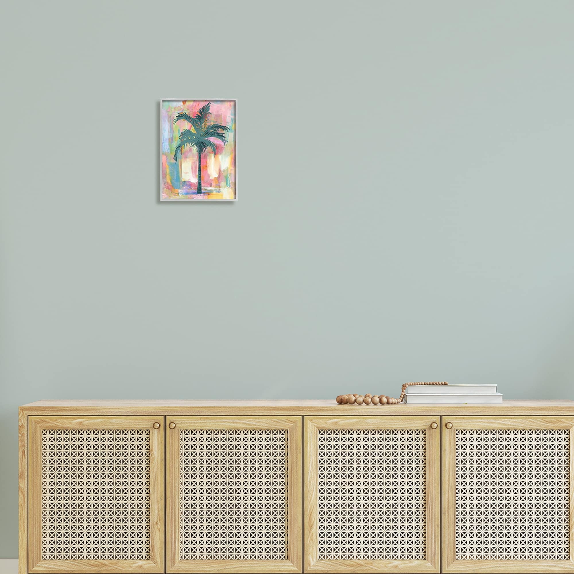 Stupell Industries Tropical Palm Tree Abstract Pink Yellow Collage Framed Wall Art, 11 x 14, Design by Kristen Dew