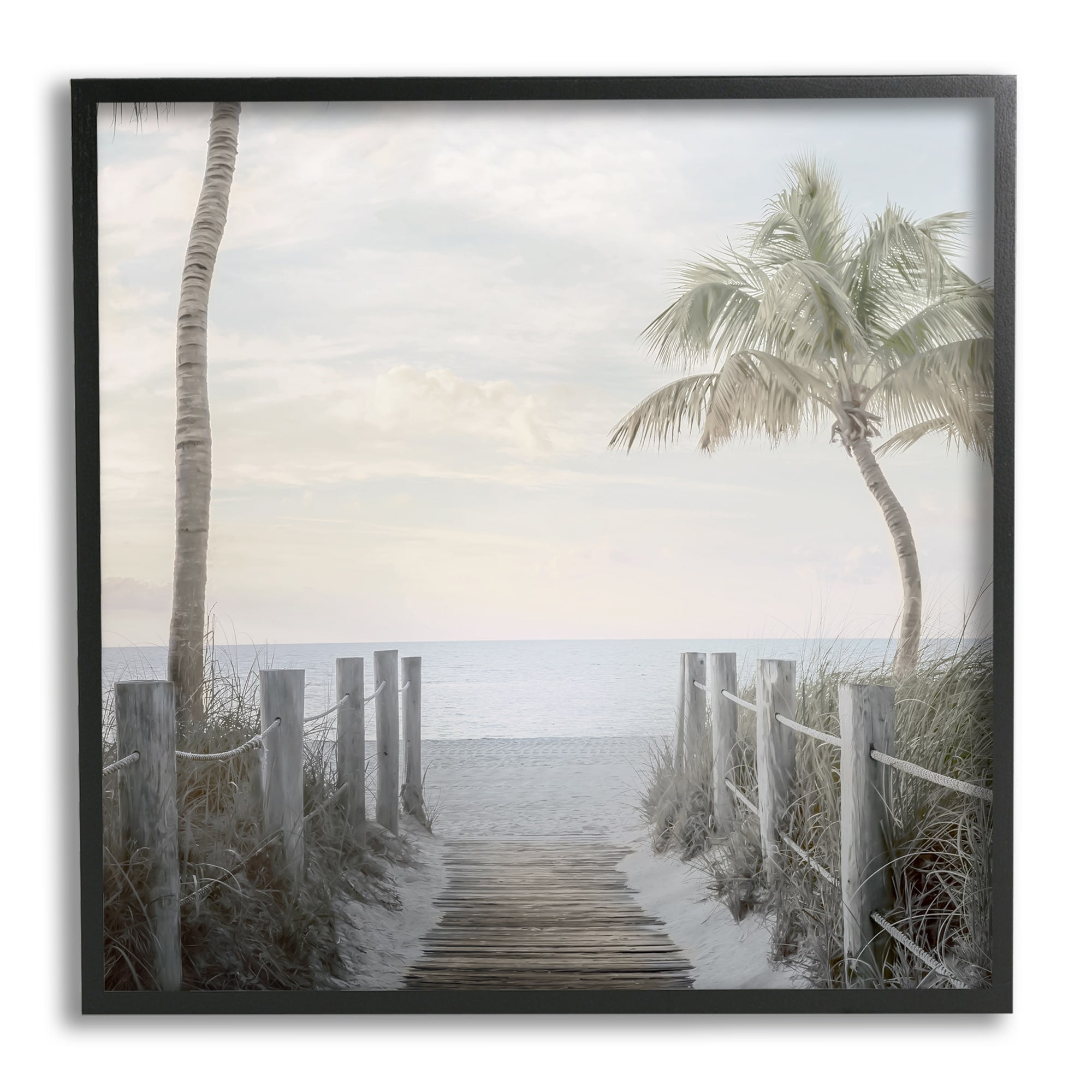 Stupell Industries Tropical Palm Tree Boardwalk Summer Beach Landscape , 12 x 12, Design by Mike Calascibetta