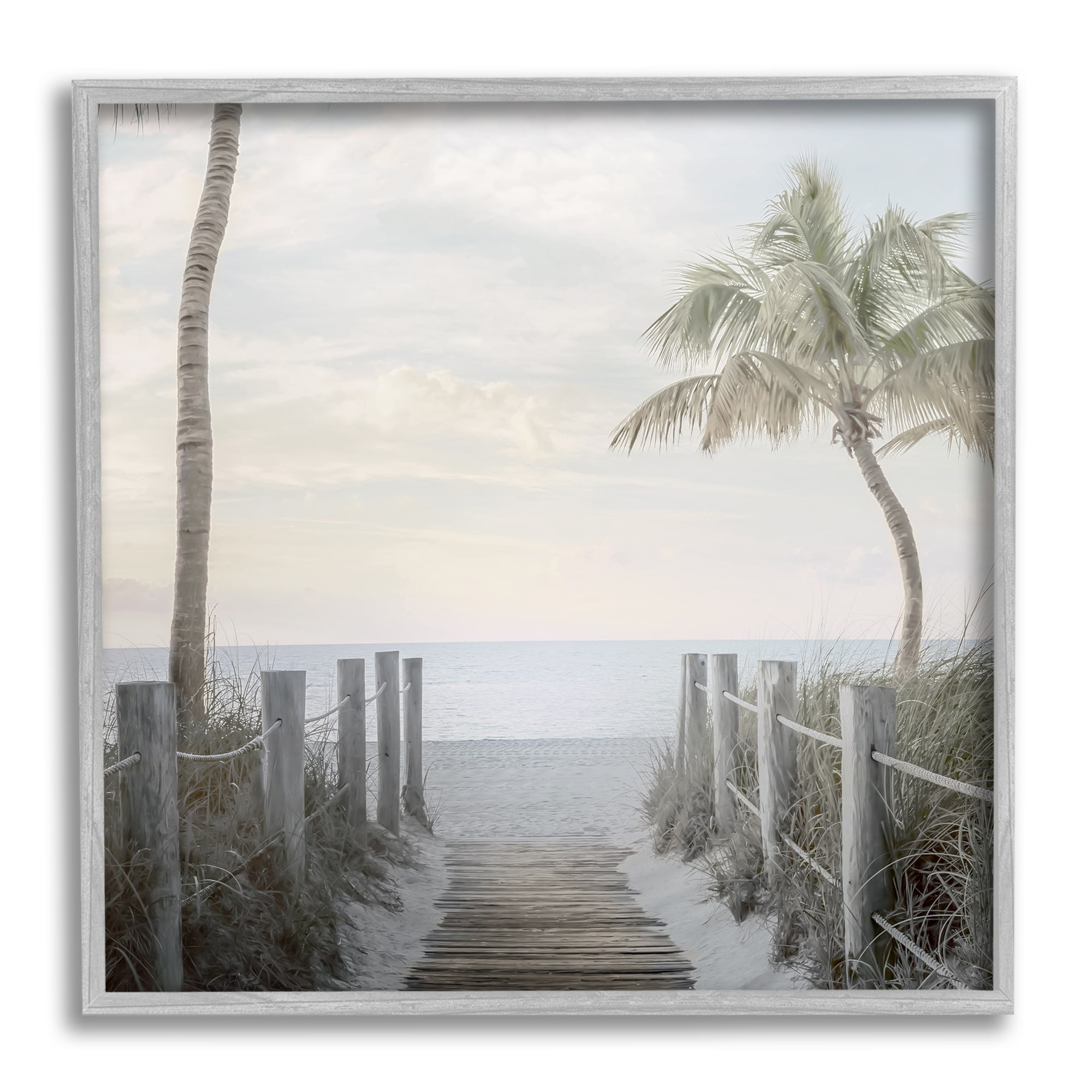 Stupell Industries Tropical Palm Tree Boardwalk Summer Beach Landscape , 17 x 17, Design by Mike Calascibetta