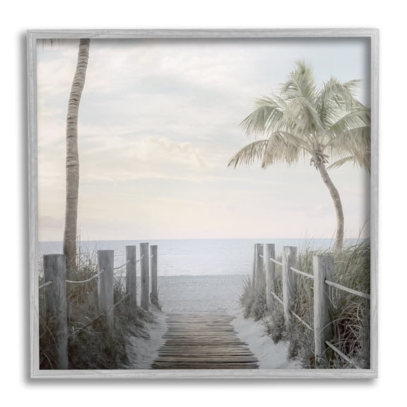 Stupell Industries Tropical Palm Tree Boardwalk Summer Beach Landscape , 17 x 17, Design by Mike Calascibetta