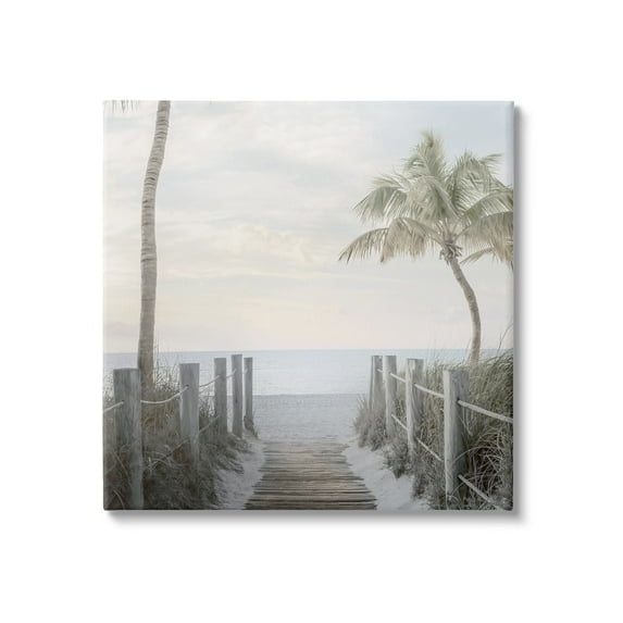 Stupell Industries Tropical Palm Tree Boardwalk Summer Beach Landscape , 17 x 17, Design by Mike Calascibetta
